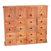 Ancien meuble de métier en pin à 19 tiroirs - Style apothicaire