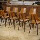 Set of 10 oak chairs from the 1960s.