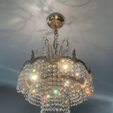 Cascade chandelier with bronze and crystal pendants