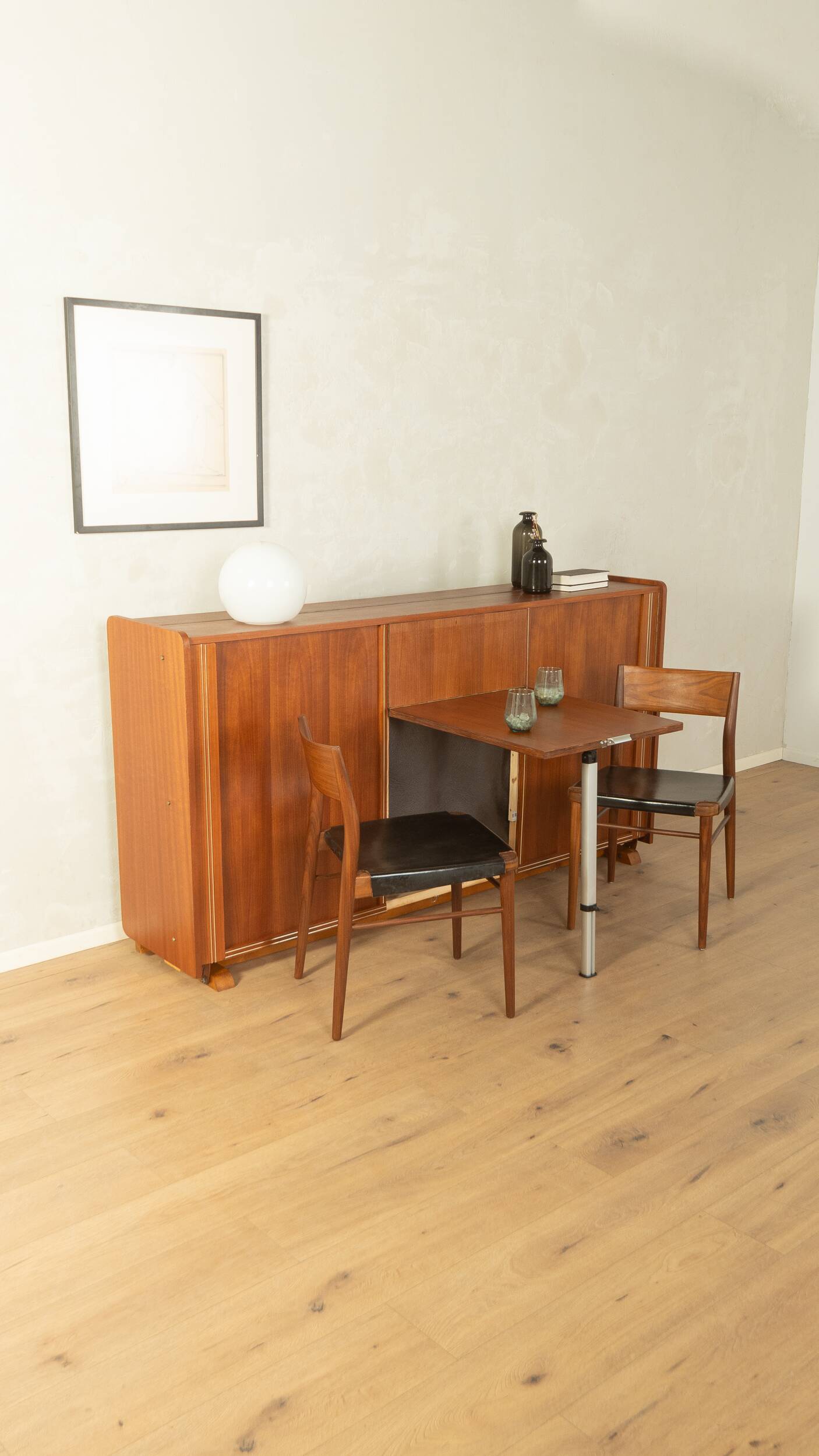 Functional folding bed from the 1960s, teak veneer