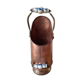 Seau à charbon ancien en cuivre et laiton
