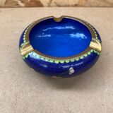 Ancien Cendrier Chinois Bronze en Émail Cloisonné Motif Fleurs Vintage