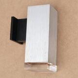 Rectangular outdoor wall light in brushed aluminum and resin