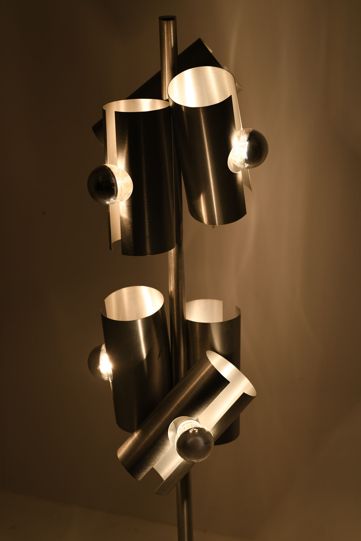 1970s Modernist Brushed Aluminium Floor Lamp