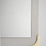 1940s/50s Scandinavian Wall Mirror with White Frame and Brass Details