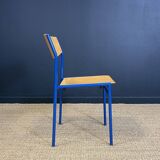 Chaise gijs van der sluis bois pieds bleu majorelle pays-bas annees 70