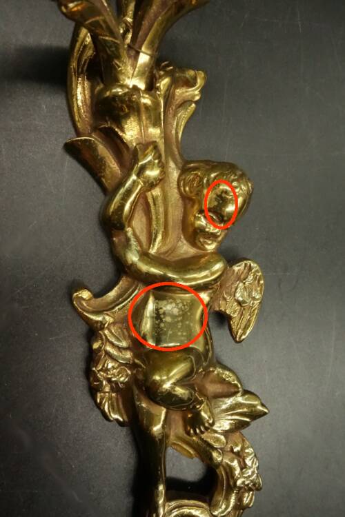 Pair of large Louis XV style wall lights - gilded bronze