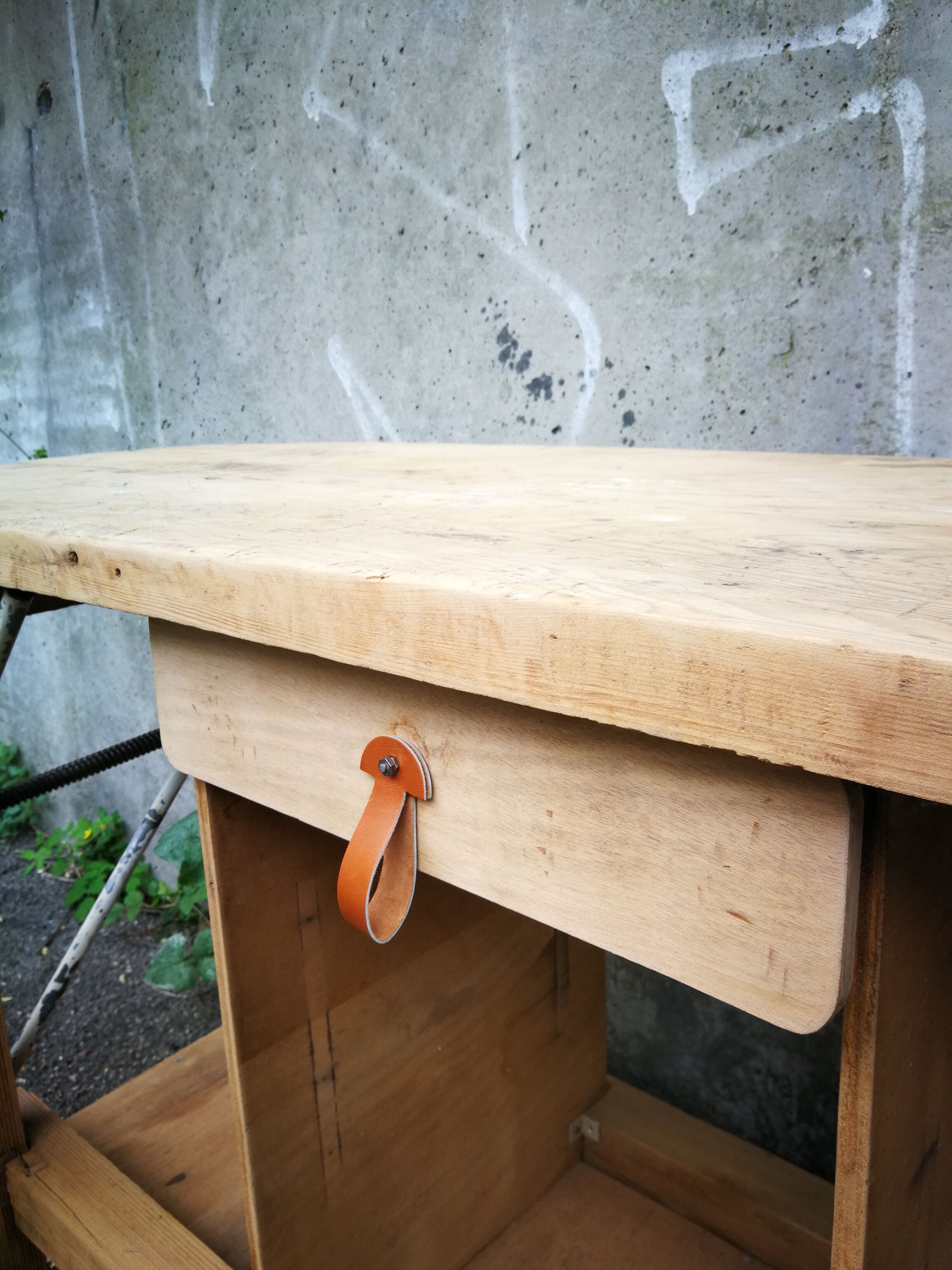 Meuble de métier établi ancien en bois