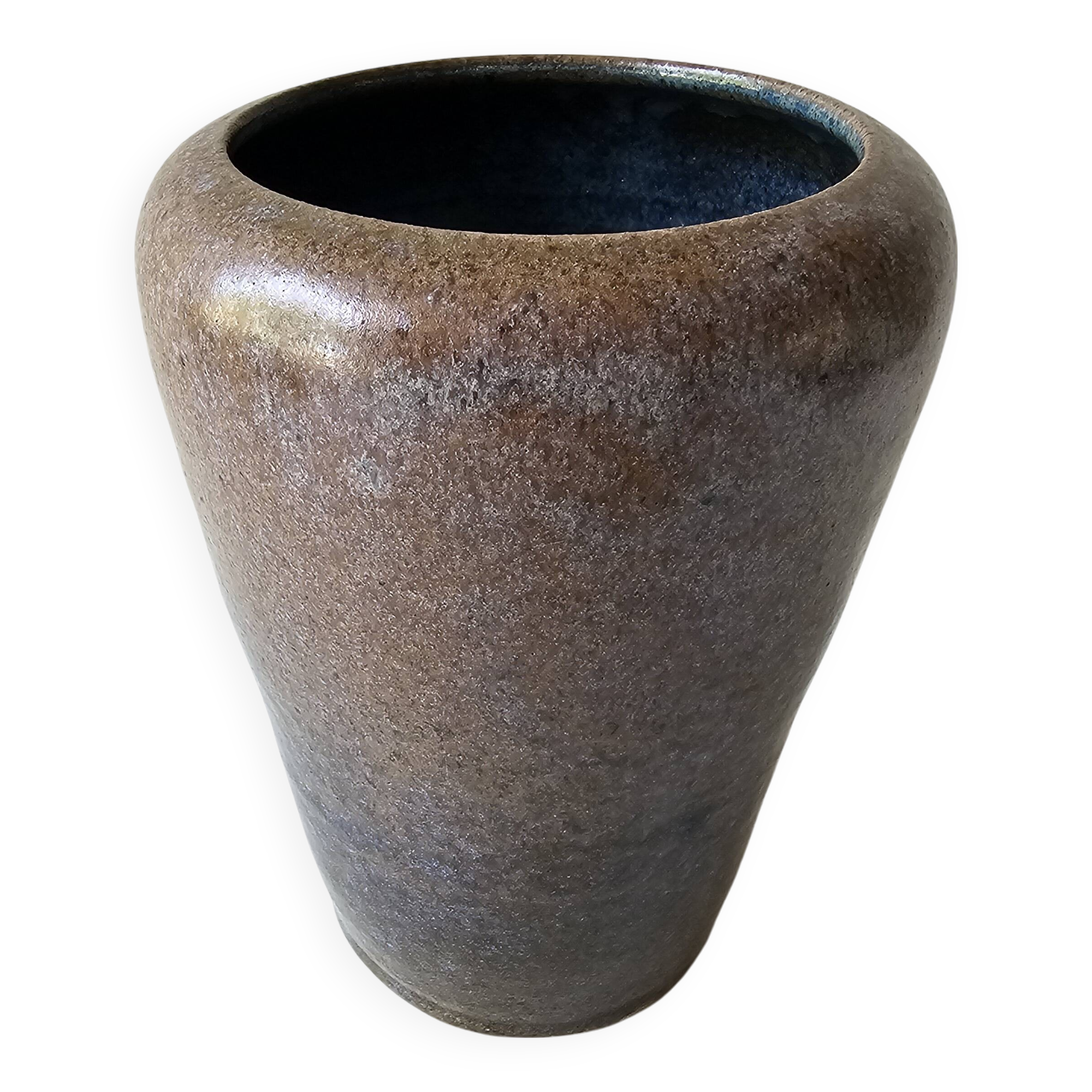 Vase en céramique vernissée bleue Signé Annie (hauteur 26cm) Hauteur 26 cm