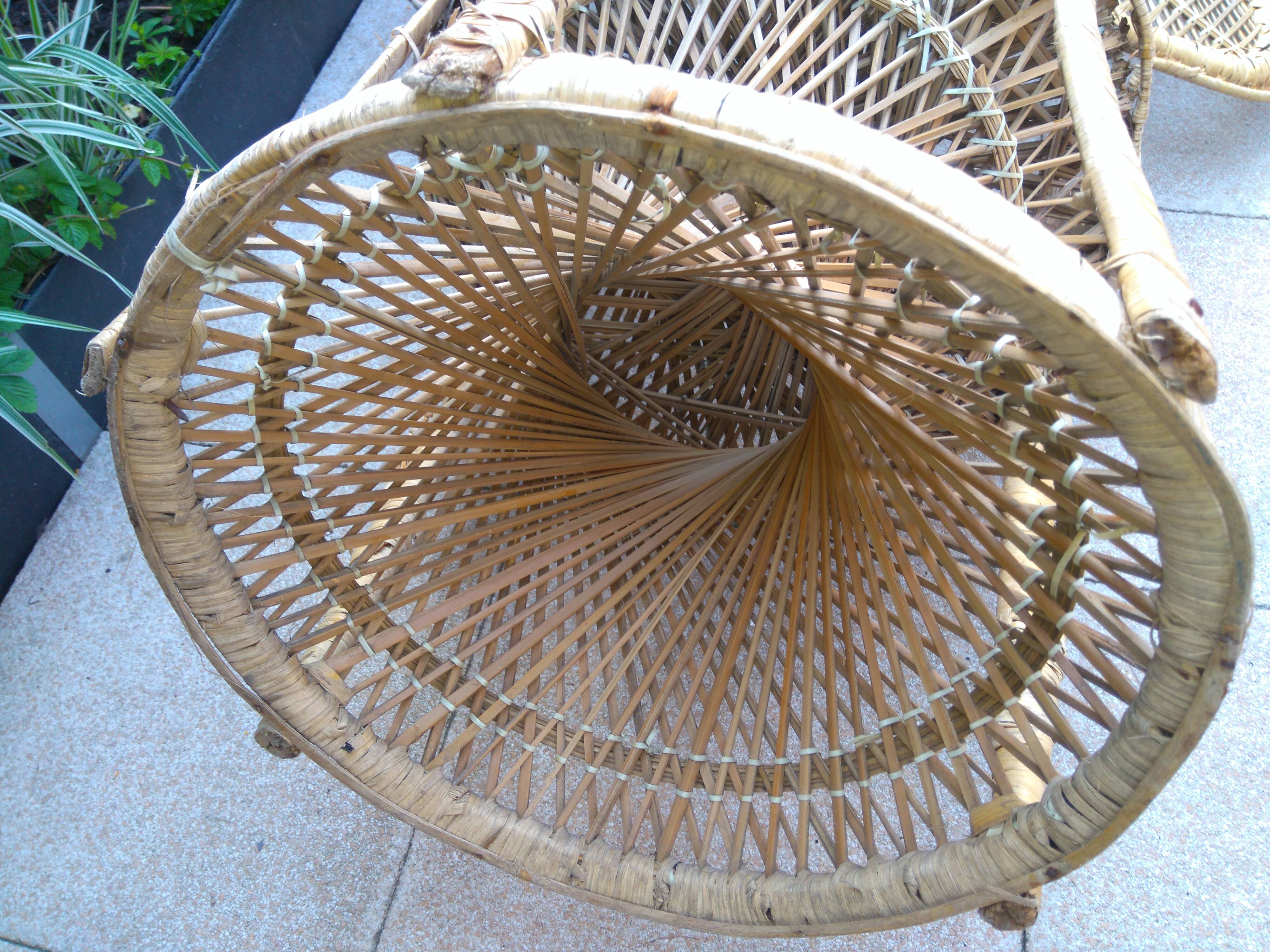 Pair of Emmanuelle rattan armchairs