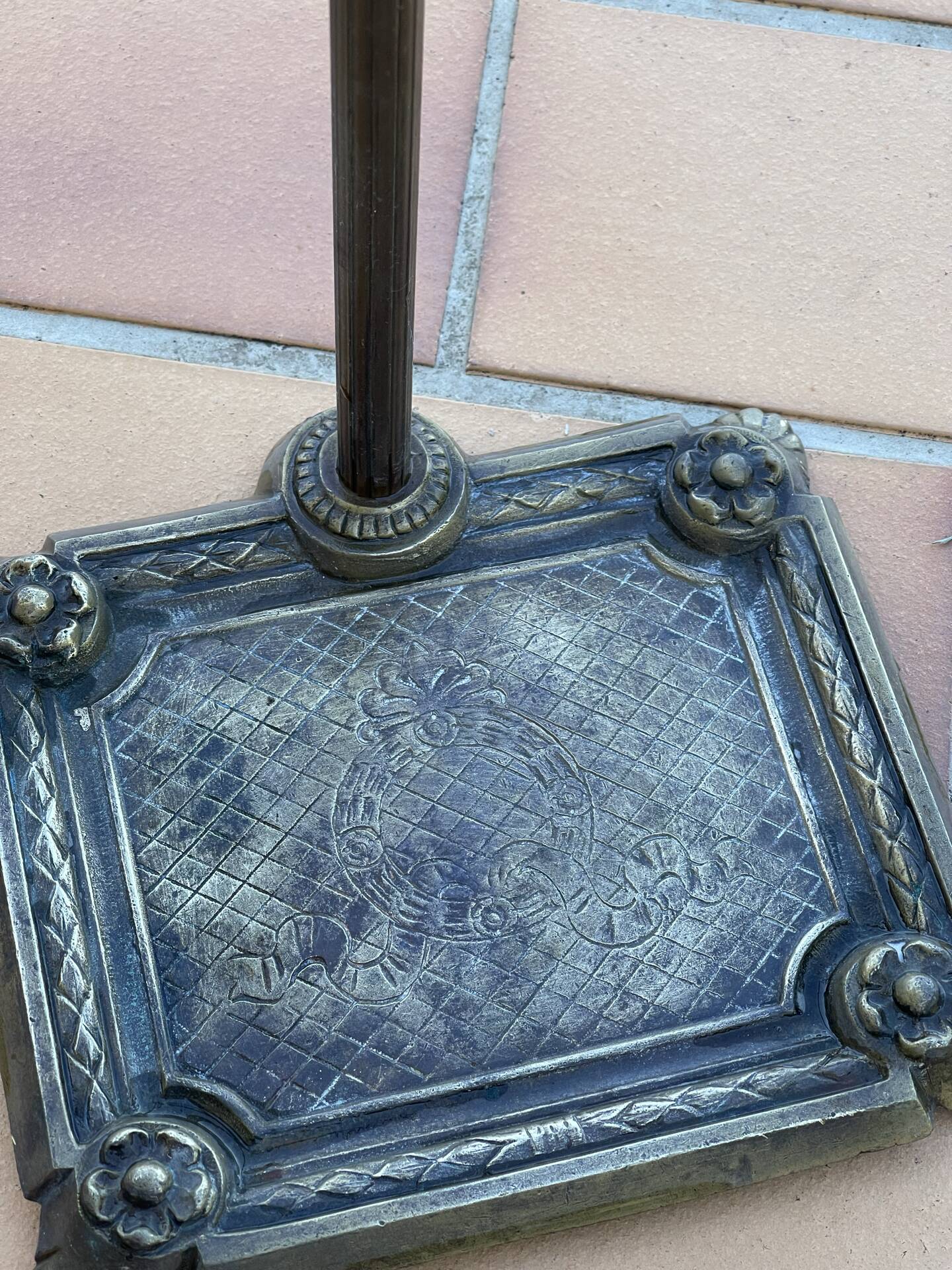 Vintage brass umbrella stand, walking stick holder