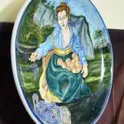 Decorative ceramic plate – Signed A. Del Bianco, Gubbio (Italy)