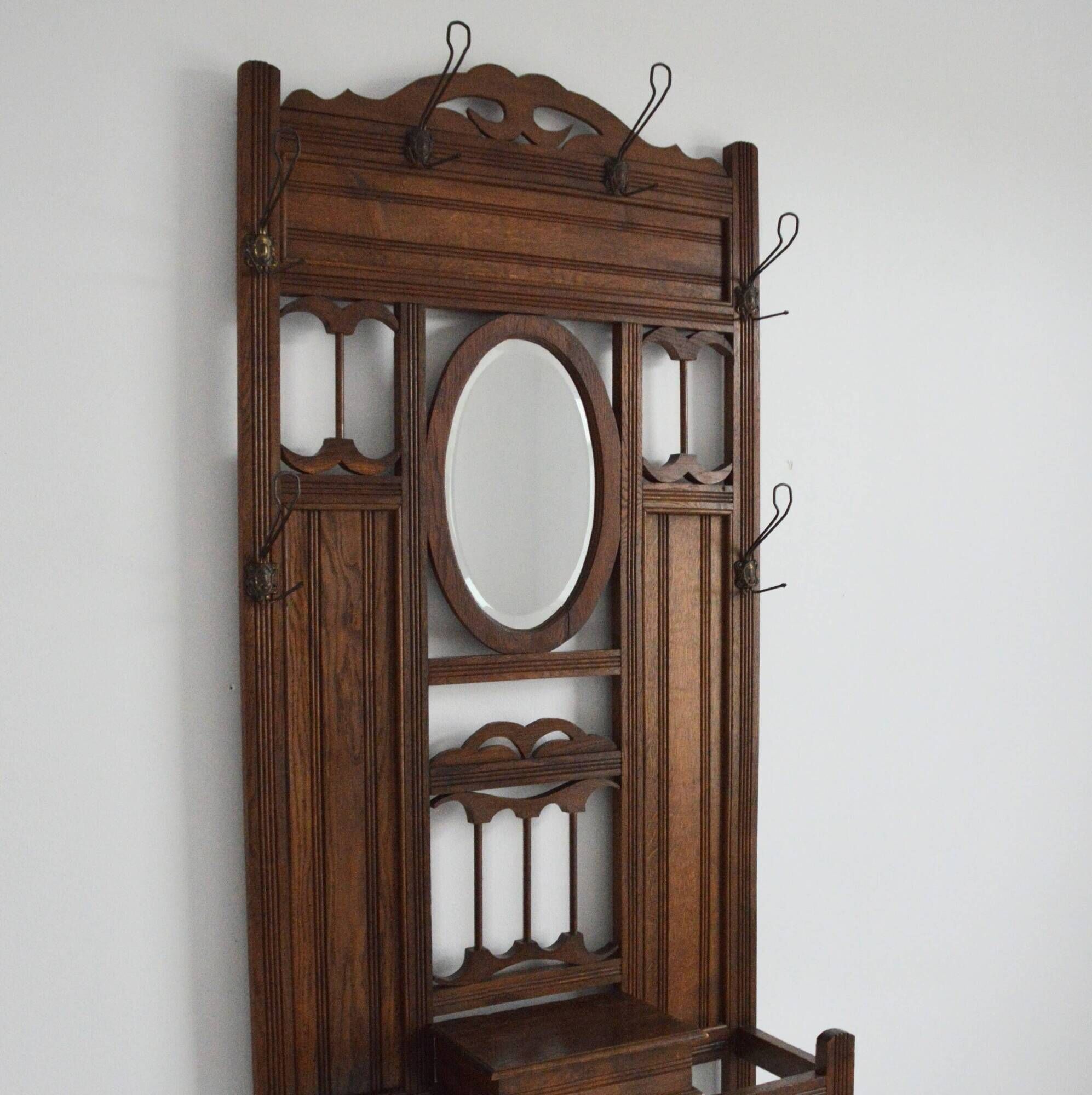 Vintage 1930s Art Deco Entrance Cloakroom / Coat Rack