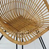 1960s mid century armchair bamboo wicker with hairpin legs