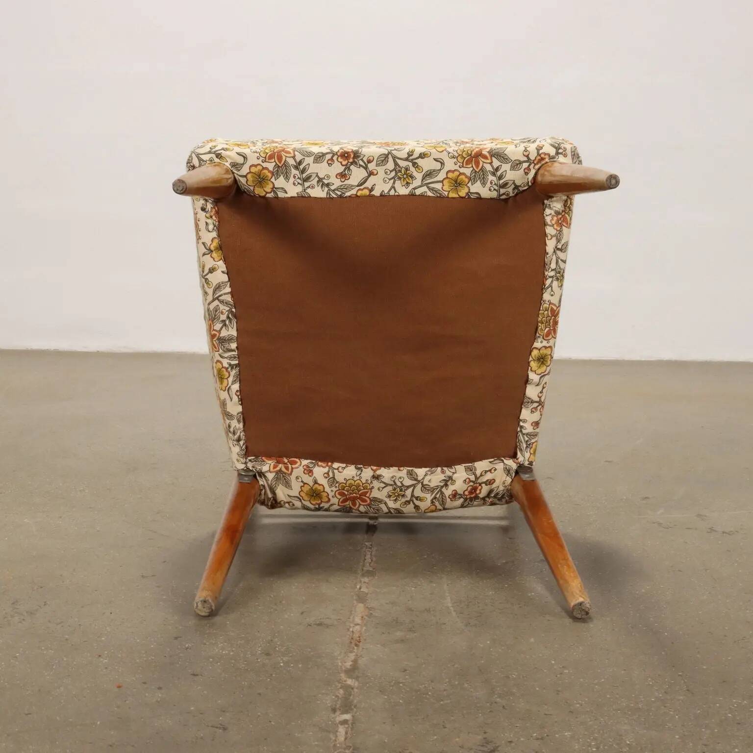Chaises en hêtre et tissu, années 50-60