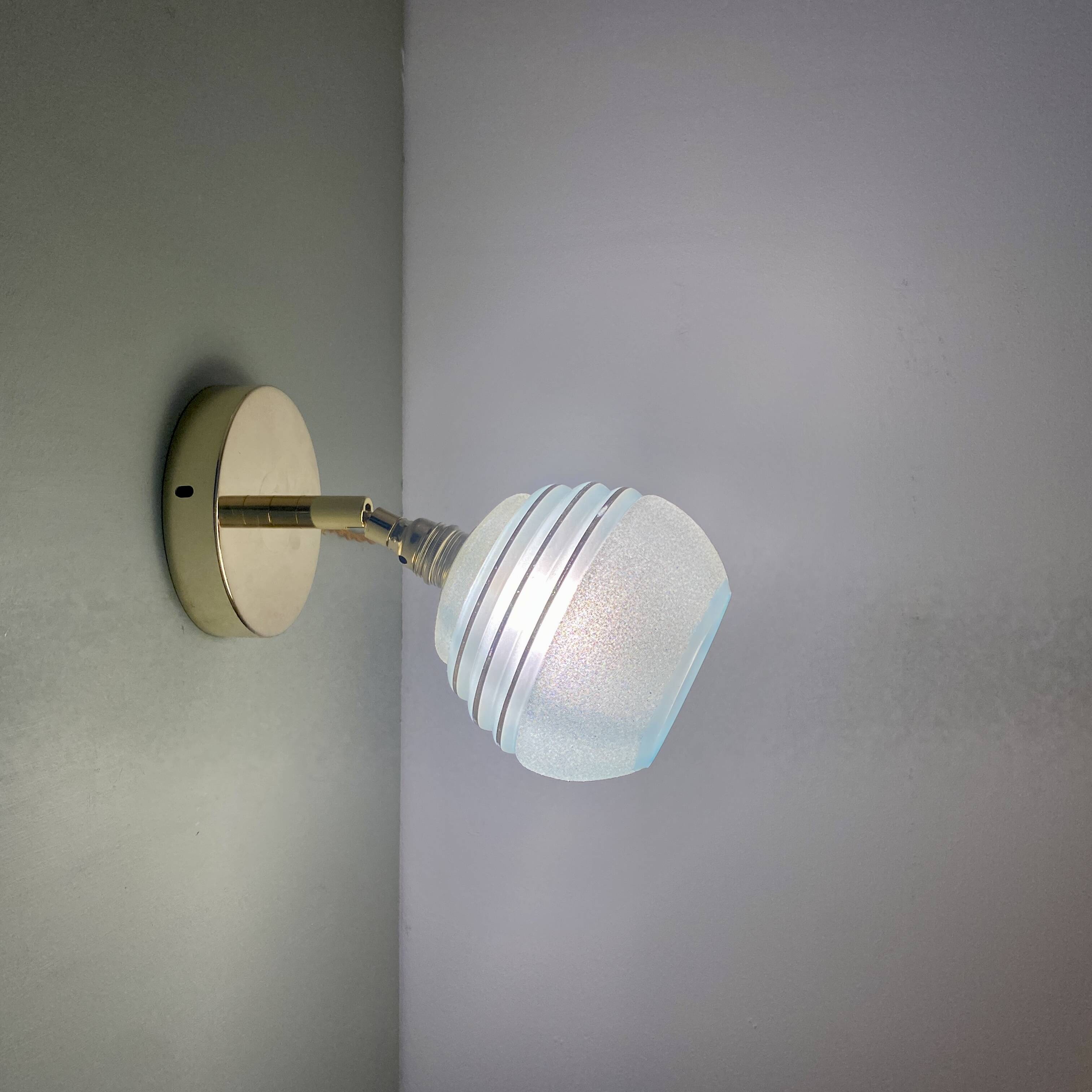 Vintage tuliepe wall light in blue and gold granite glass