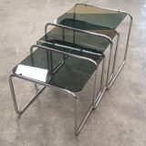Tables gigognes vintage glass and chrome