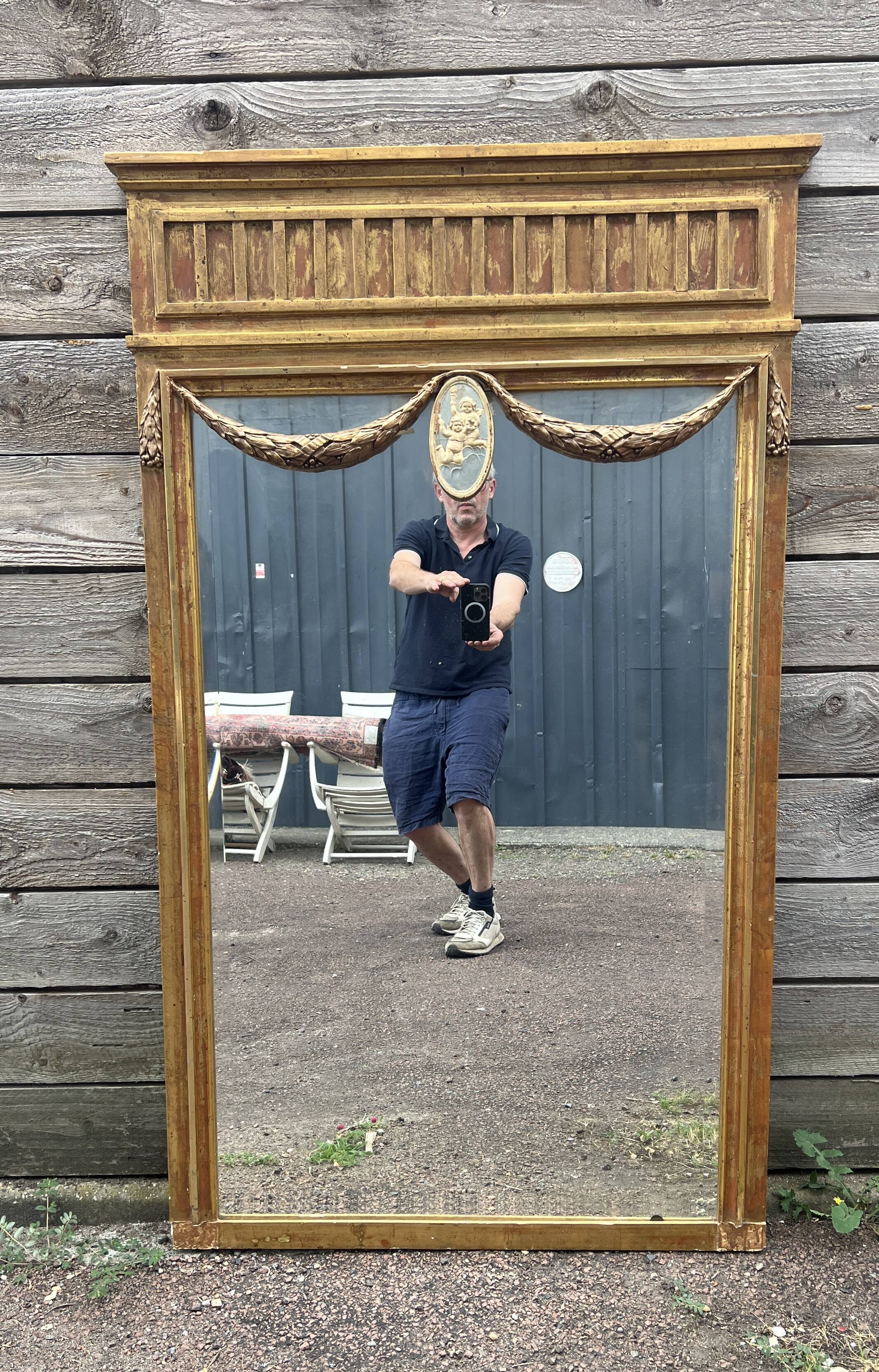 Rectangular gilt mirror, Louis XVI style