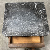 Wood and marble bedside table