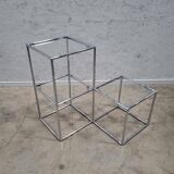 Table d'appoint modulaire en cubes chromés, années 1960 Poul Cadovius Série Abstracta