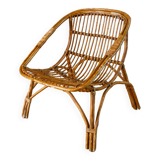 Shell armchair in rattan and bamboo, early 20th century