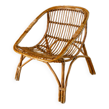 Shell armchair in rattan and bamboo, early 20th century