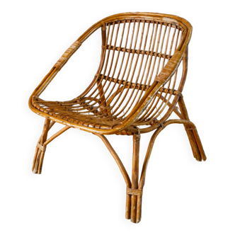 Shell armchair in rattan and bamboo, early 20th century