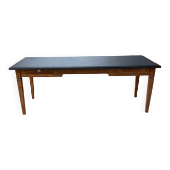 Table de ferme hêtre et chêne noire 220cm