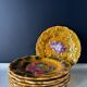 Set of 8 Sarreguemines barbotine plates — relief fruit decoration