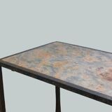 Wrought iron and marble coffee table