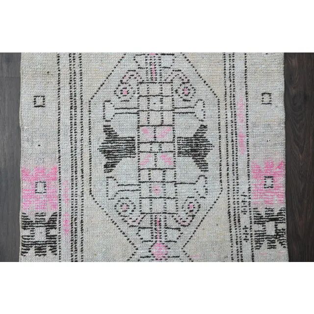 1970s Turkish Oushak Handmade Wool Cotton Beige Runner 77x245