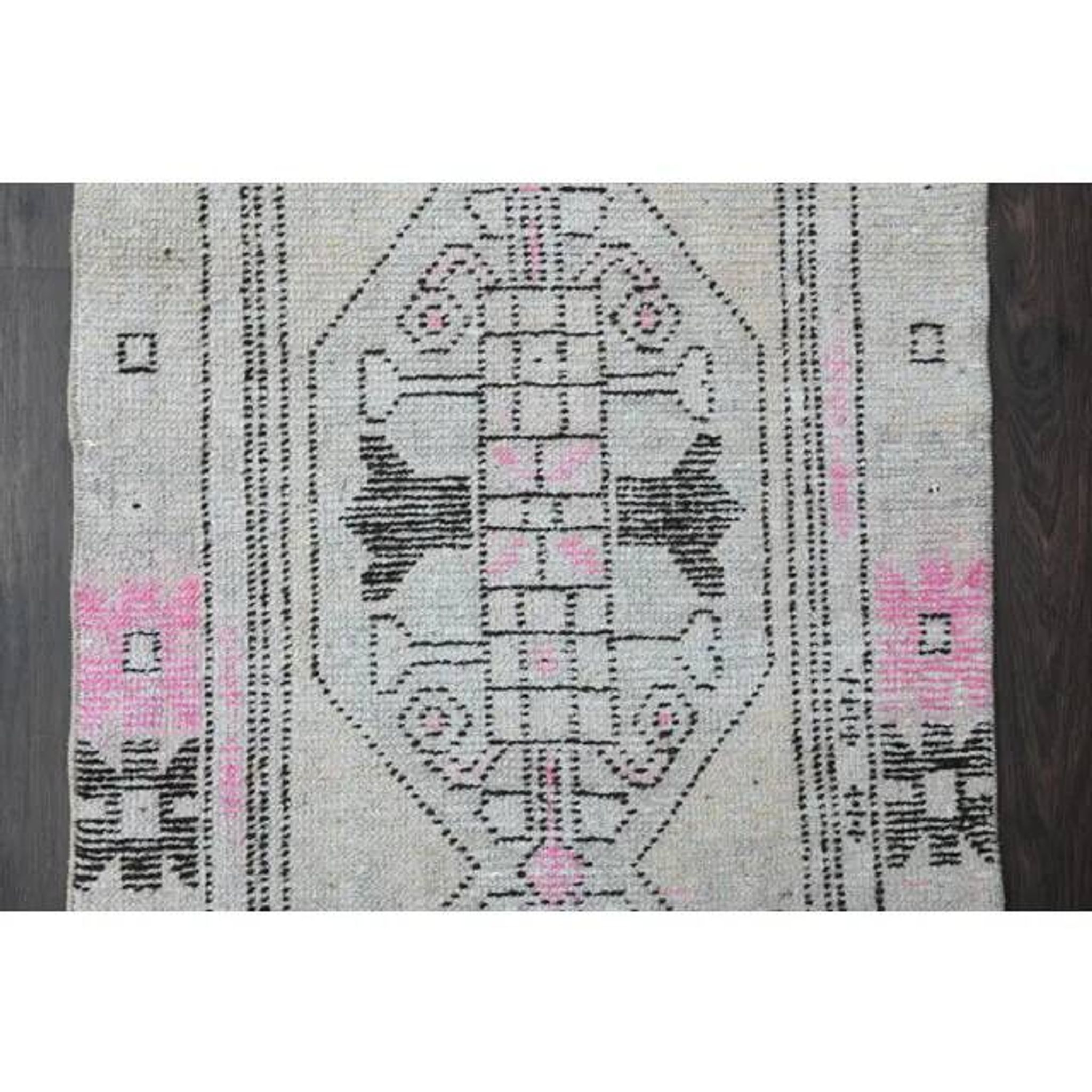 1970s Turkish Oushak Handmade Wool Cotton Beige Runner 77x245