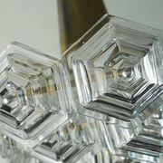 3-tier mid century pendant light with 27 hexagonal glass panels 1960s 70s
