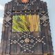 Ancient brutalist oriental wooden mirror 23x53cm