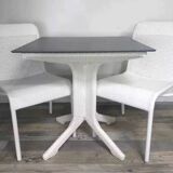 White woven resin garden chair