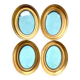 Lot of 4 Antique Oval Gilded Frames  CONVEX glass , each frame 19.5 cm x 15.5 cm