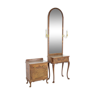 Vanité de maquillage antique avec cabinet, Tchécoslovaquie, 1920