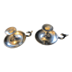Pair of silver metal hand candle holders