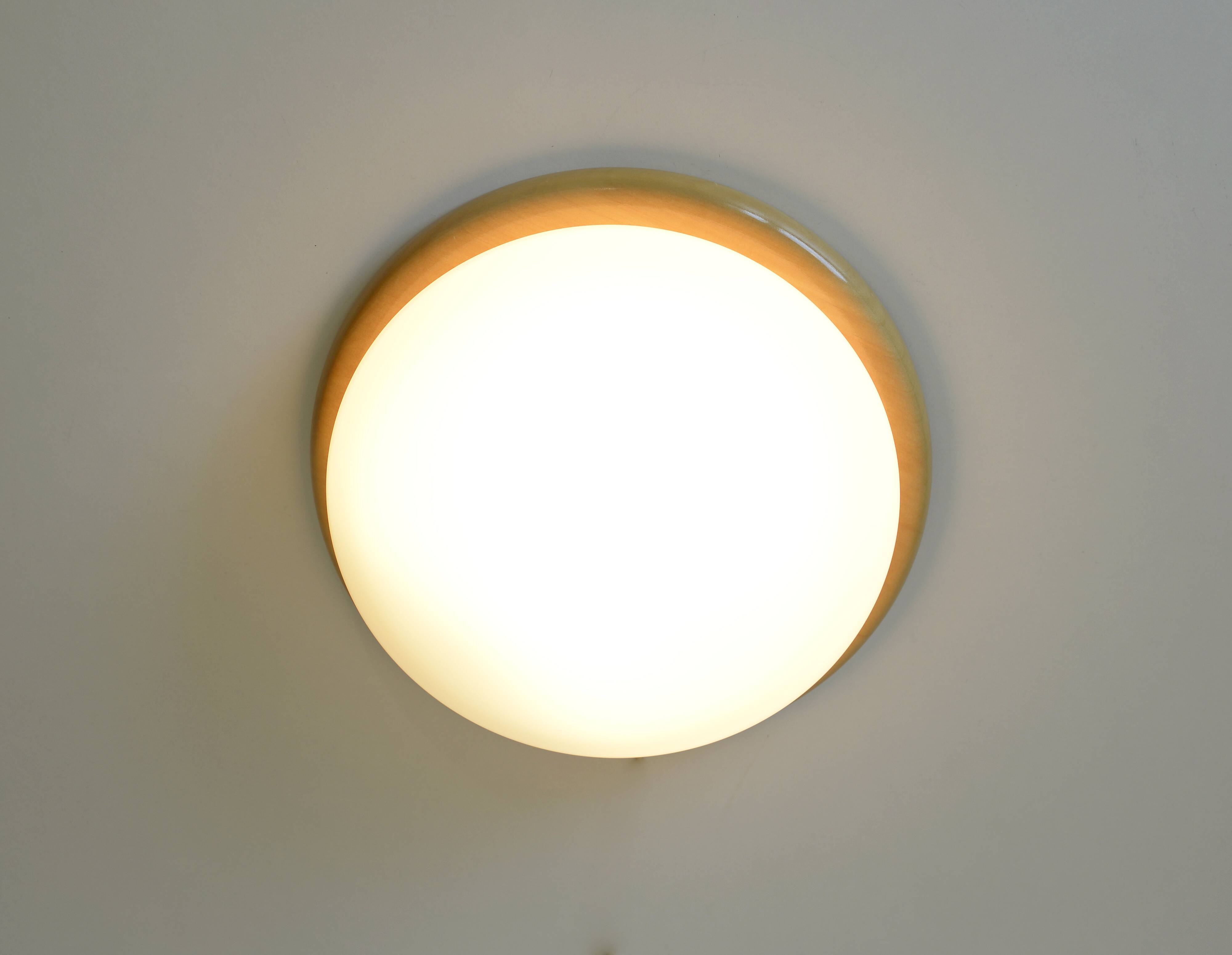 Set of 3 vintage sconces wood glass minimalist wall lamps flush mount light