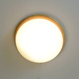 Set of 3 vintage sconces wood glass minimalist wall lamps flush mount light