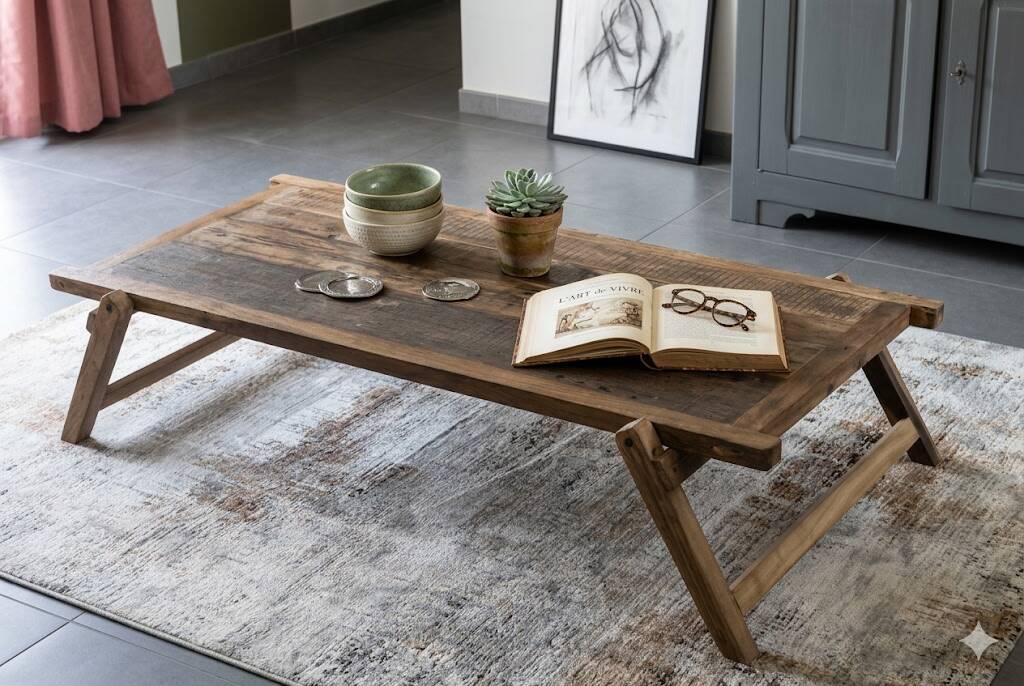 XXL coffee table in recycled wood - Industrial Style &