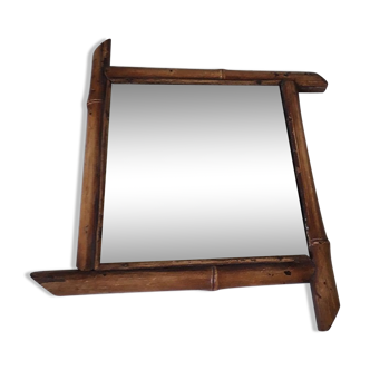 Beveled bamboo mirror 30x30cm
