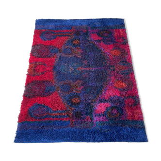 Original scandinavian rya rug by oili mäki for finnrya oy ab, finland