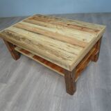 Rectangular raw wood coffee table