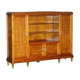 Bibliothèque-armoire Art Nouveau en noyer burr et chêne par Léon Jallot
