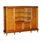 Bibliothèque-armoire Art Nouveau en noyer burr et chêne par Léon Jallot