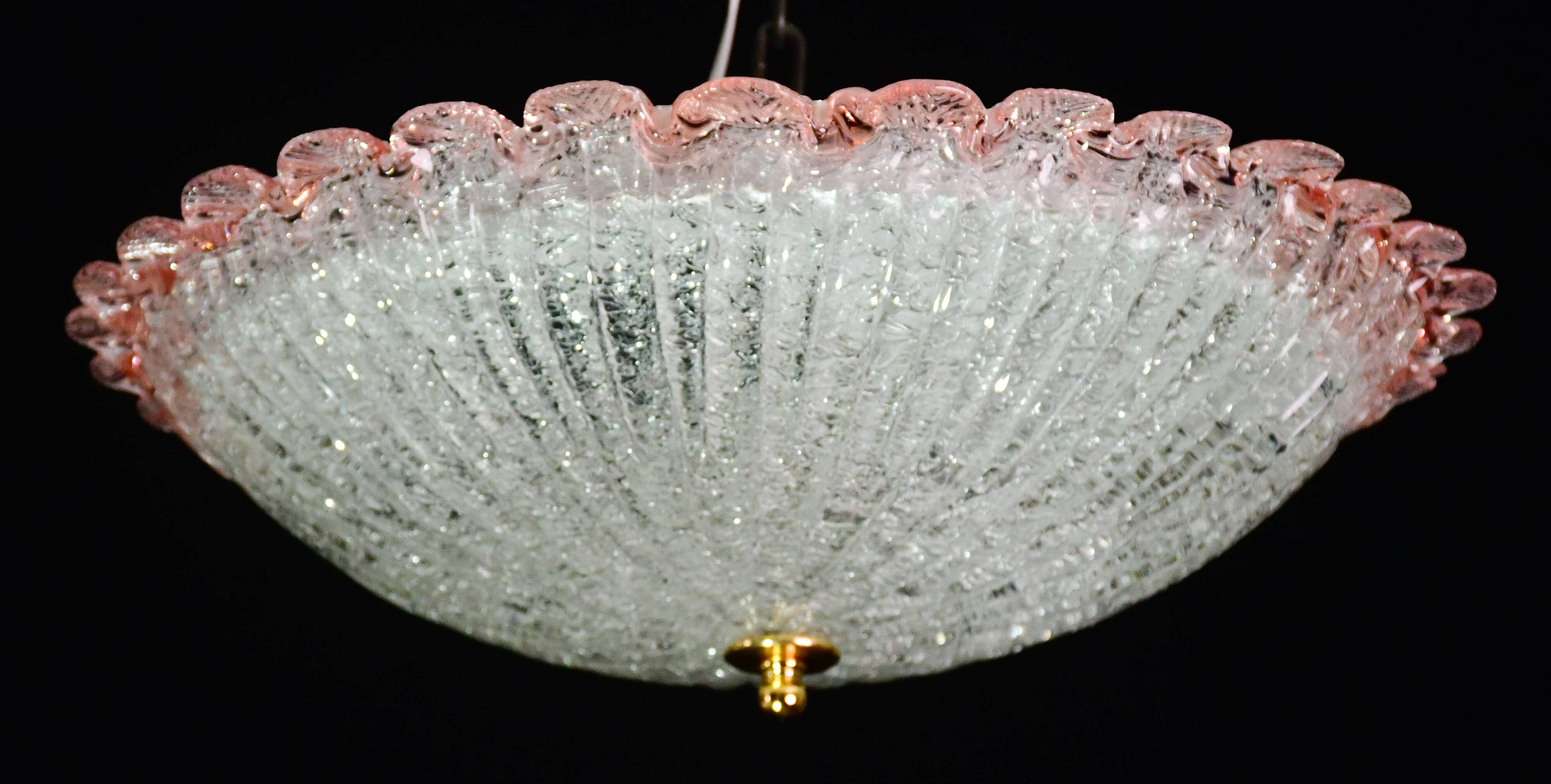 Precious Italian pink Murano glass ceiling fixture, Murano, 1970