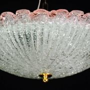 Precious Italian pink Murano glass ceiling fixture, Murano, 1970