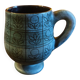 Large Patterned Cup on Matte Blue Glaze, by Jean De Lespinasse, 1950s / 1970s