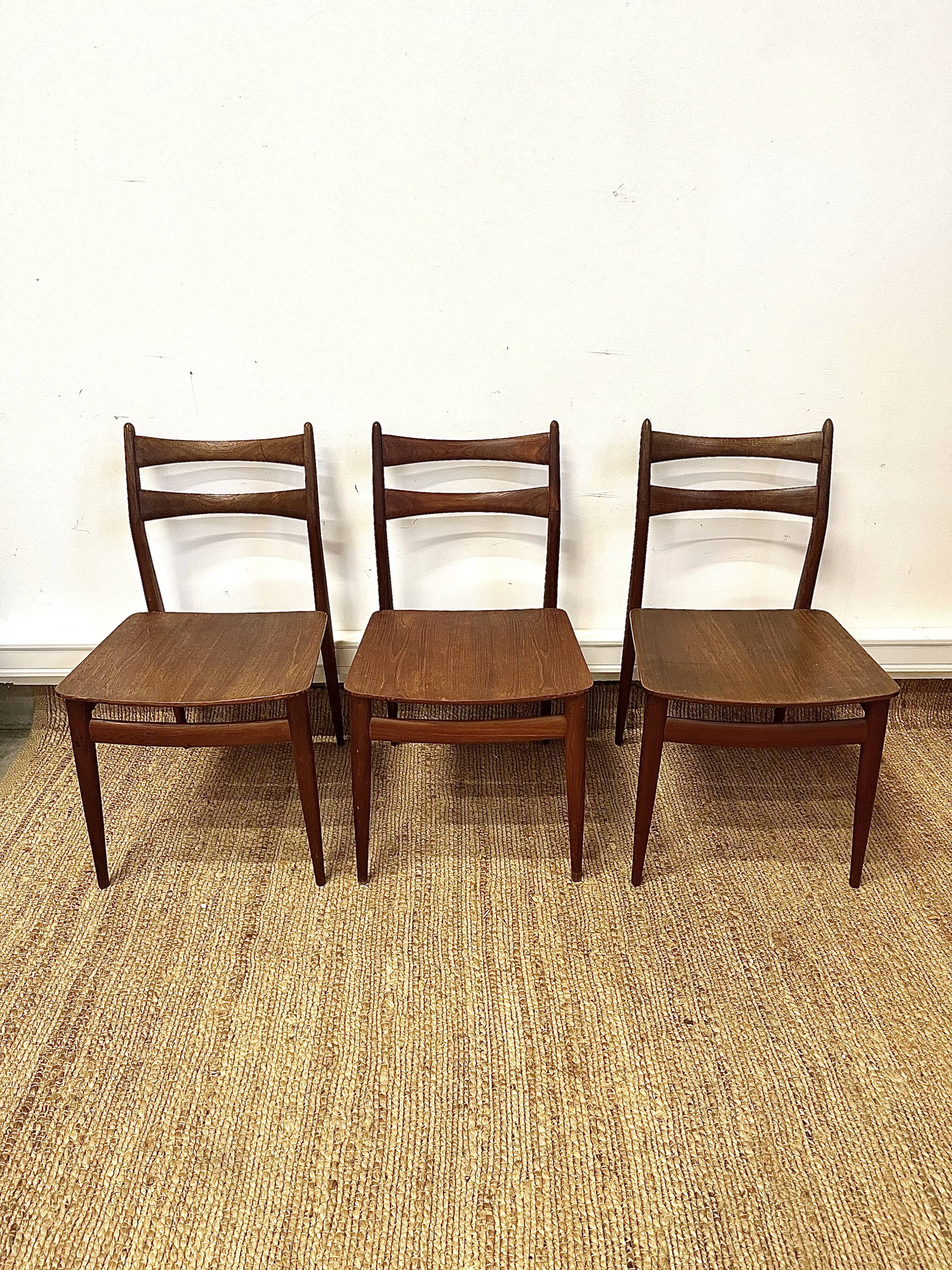 3 Scandinavian teak chairs by Niels Otto Møller
